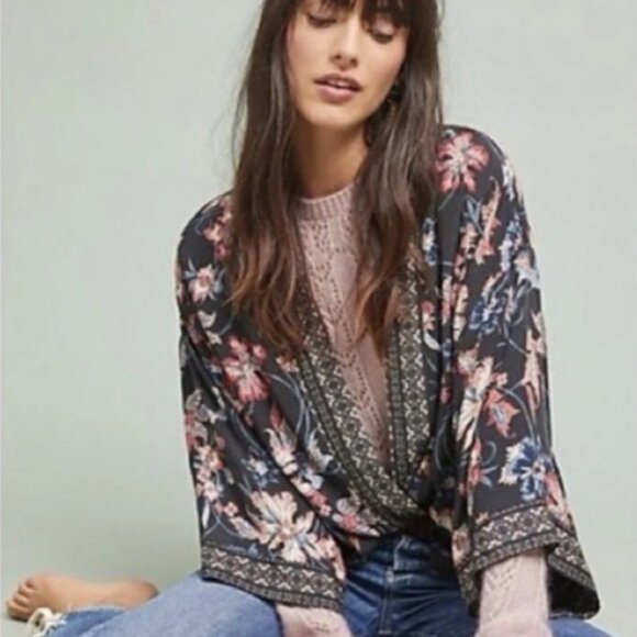 Kachel x Anthropologie Collection Floral Printed Open Front Kimono Sz OS - Picture 1 of 9